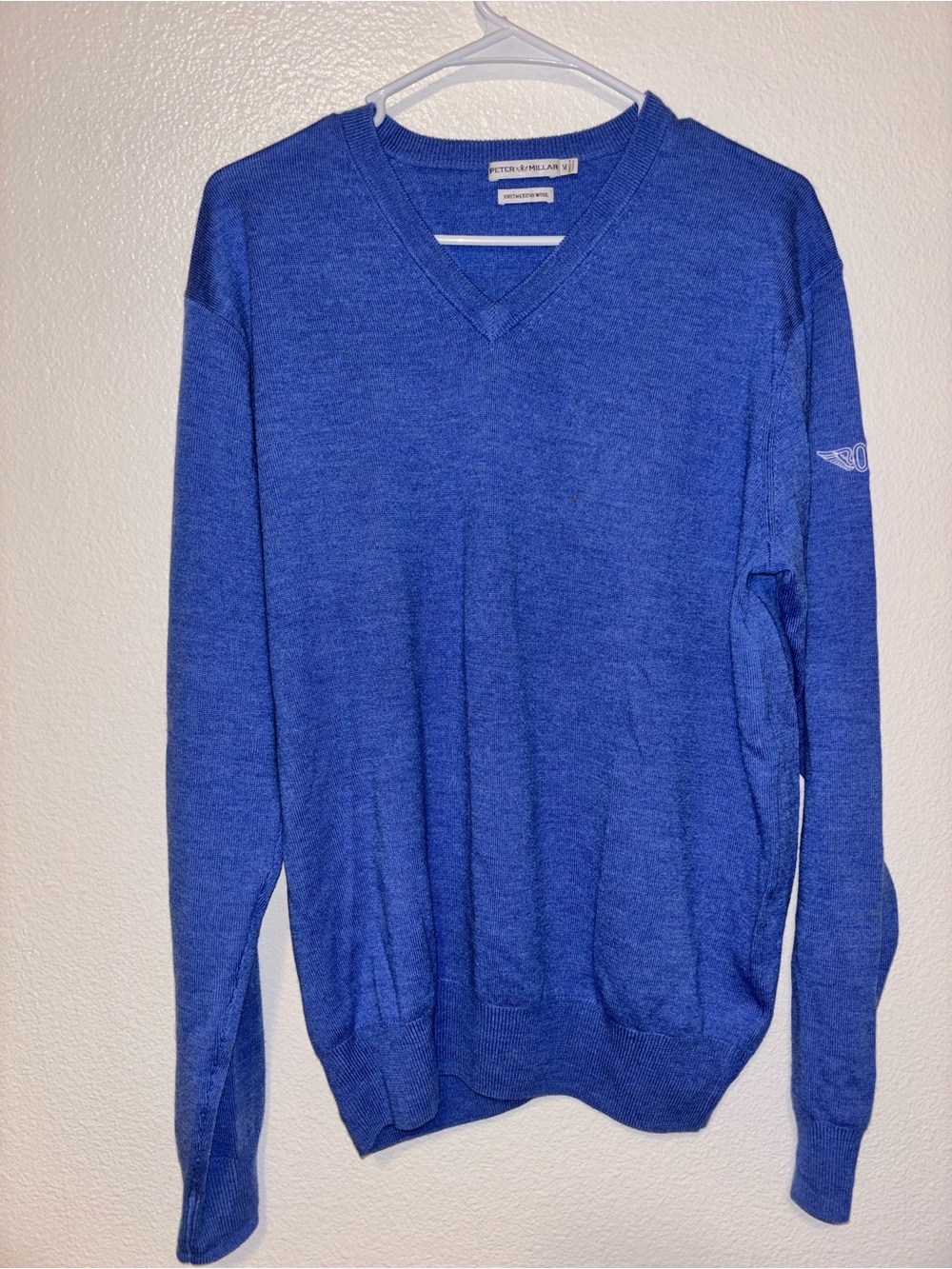 Peter Millar Men's Blue V-Neck Sweater merino wool M NWOT